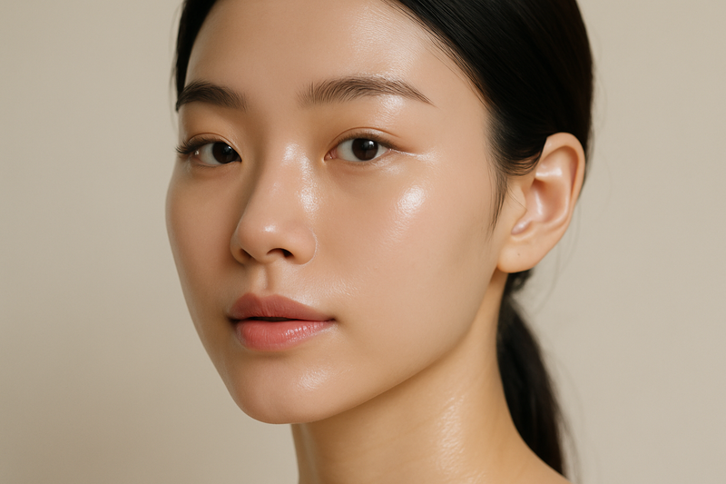a women with korean glass skin